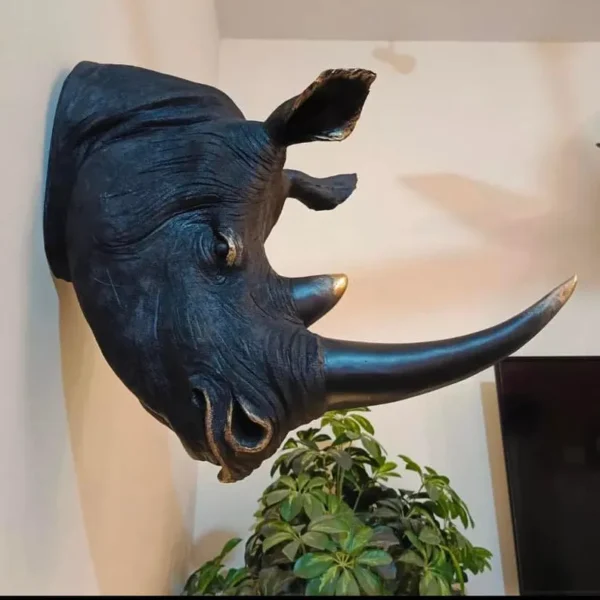 Geometric Rhino Head Wall Decor
