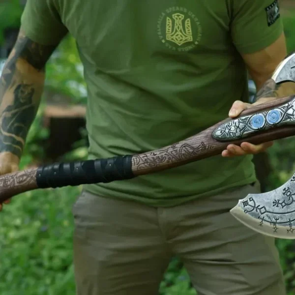 Hand-Forged Leviathan Axe with Leather Wrap | Ragnarok-Inspired Kratos Axe