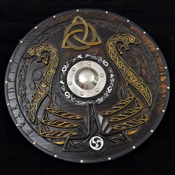 Viking Shield with Norse Runes & Celtic Knot Design